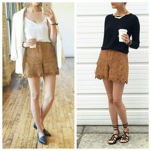 Zara Suede Cutwork Shorts NWOT